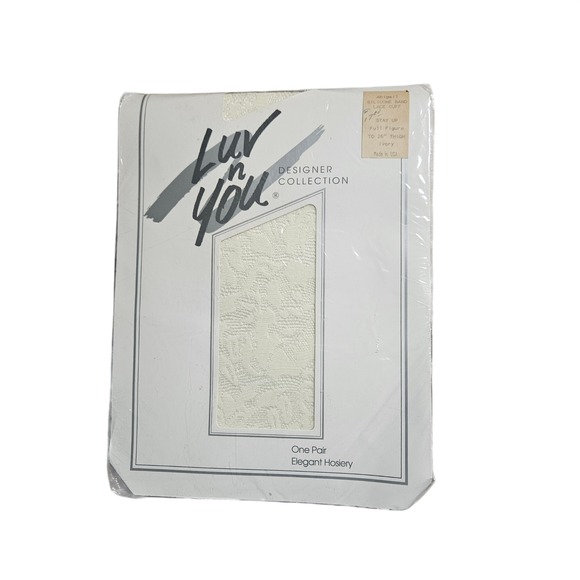 Luv n You Accessories - Luv n You Abigail Ivory Lace Thigh High Stockings Full Figure Silicone Band NWT